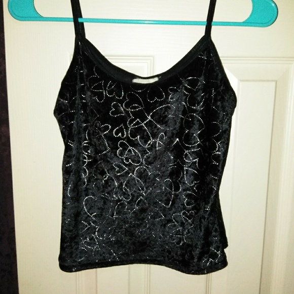 Black crop top with white hearts - Picture 1 of 2